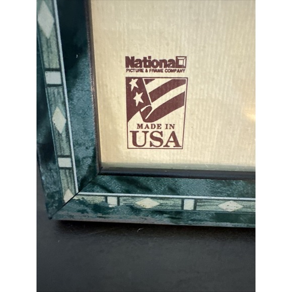Vintage National USA Green Wood Marquetry Picture Frame 5x7 - Picture 3 of 10